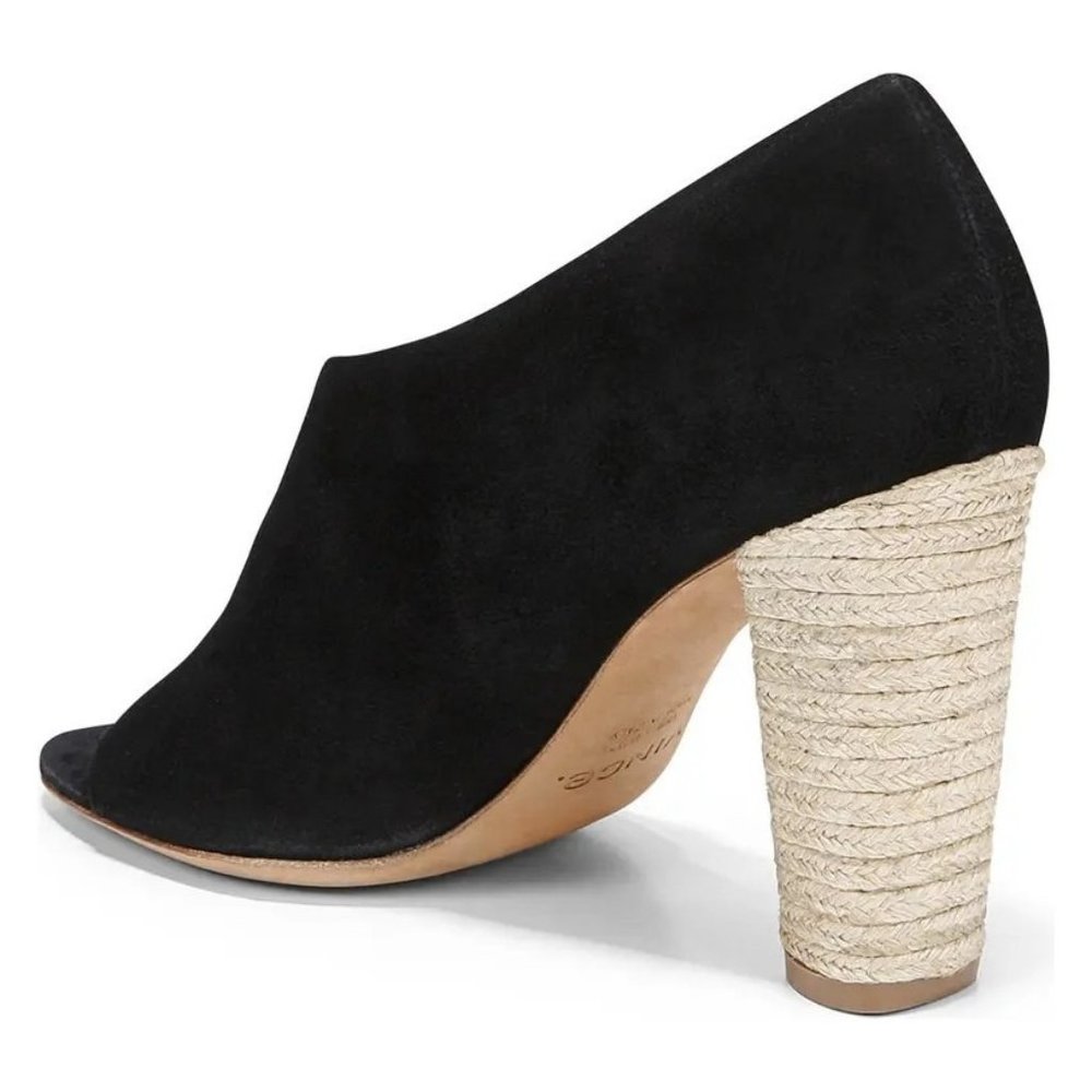 🆕 VINCE Persey Suede Jute Block Heel Pumps Sandal Shoes Black 9 - Picture 3 of 13